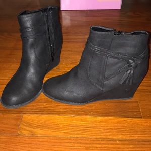 Black Wedge Booties